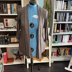 AB Studio Charcoal Open Front Cardigan